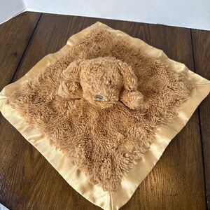 Cloud Island  Puppy Dog Lovey Security Blanket Brown Satin Trim 14"x14"